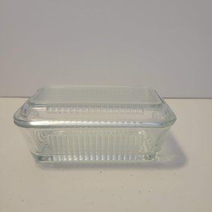 Glass Butter Dish with Lid Vintage